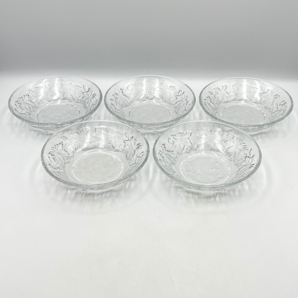 Vintage 1980s Princess House Fantasia Set Of 5 Crystal Dessert Fruit Bowls